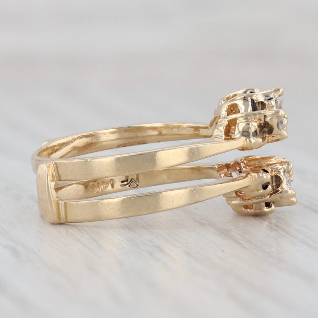 0.45ctw Diamond & Sapphire Ring Enhancer Jacket - 14K Yellow Gold Size 6.25 - Perfect for Bridal Stacking, Anniversary Gifts & Special Occasions