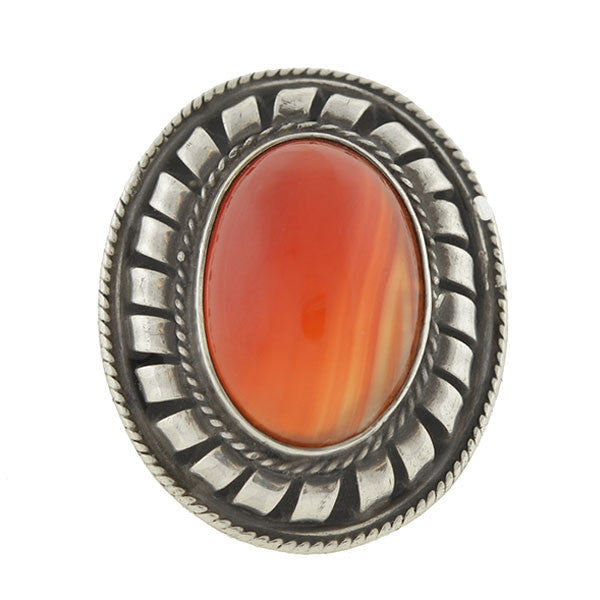 Vintage Silver & Carnelian Cabochon Handmade Ring - Boho Chic Jewelry for Women, Unique Statement Ring for Everyday Wear & Special Occasions