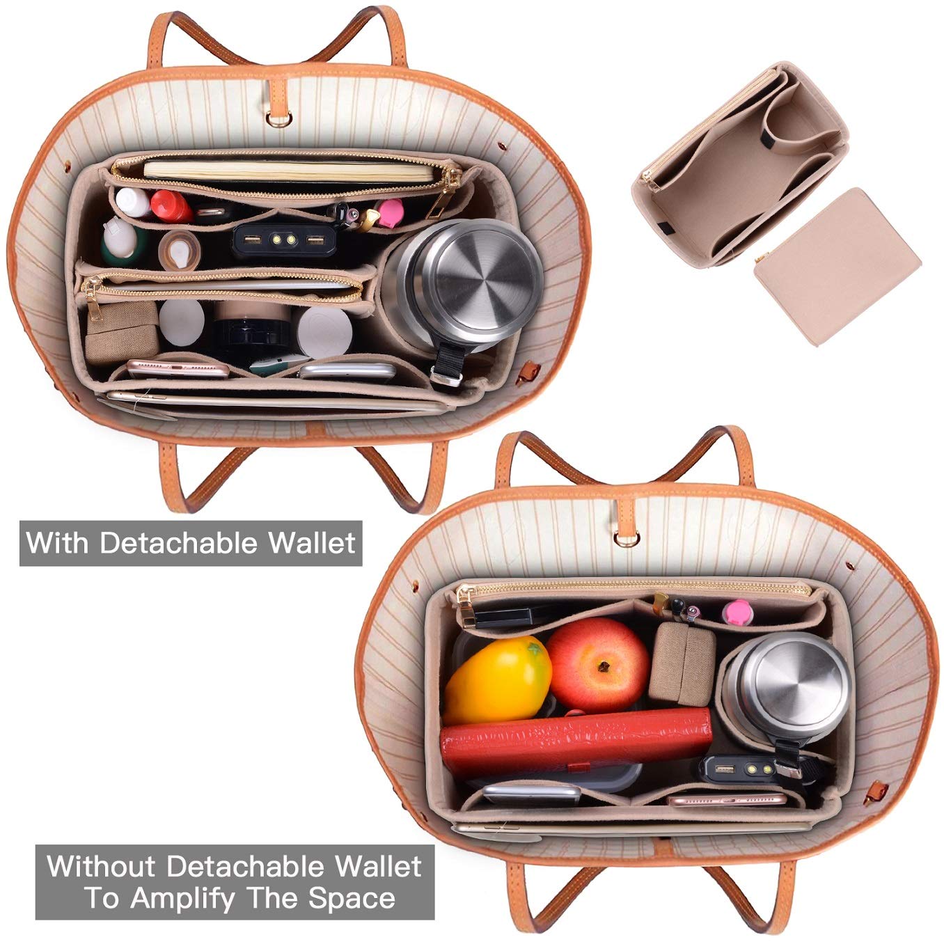 Premium Felt Purse Organizer Insert - 5 Sizes for LV Speedy, Neverfull, Tote & Handbags | Bag Shaper & Storage Solution for Travel, Work & Daily Use