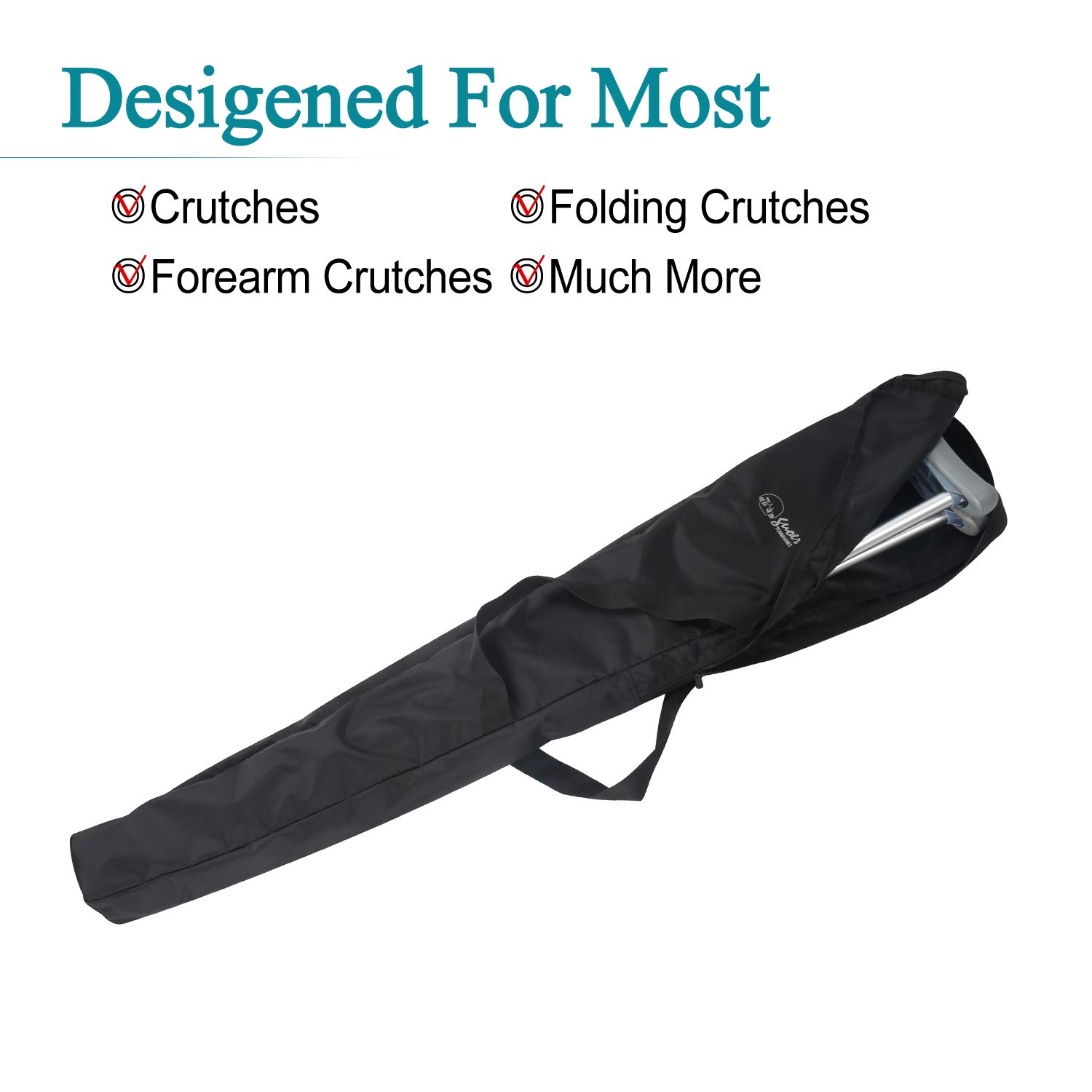 Best Nylon Crutch Bag for Travel - One Size Fits All, Durable & Lightweight Black Crutch Accessory - Perfect for Airports, Hiking, and Daily Mobility Use