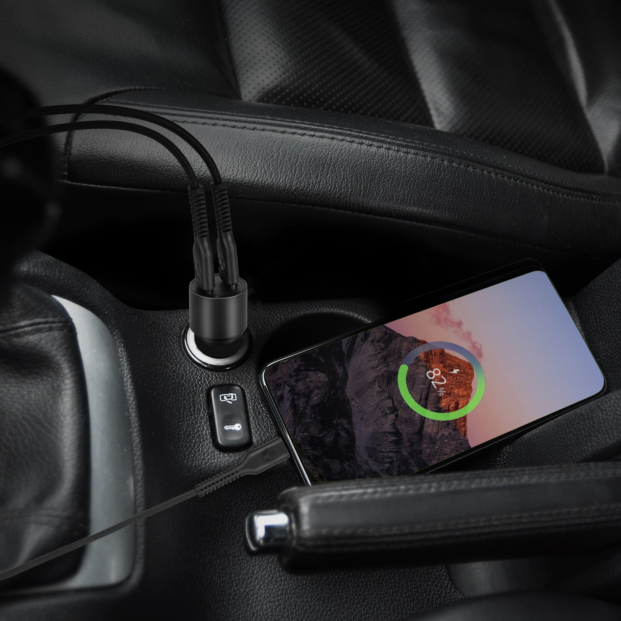 Bonelk Eco Series 38W PD Dual USB C Car Charger Fast Charging Adapter - Black | Compatible with iPhone, Samsung & More | Perfect for Road Trips & Daily Commutes