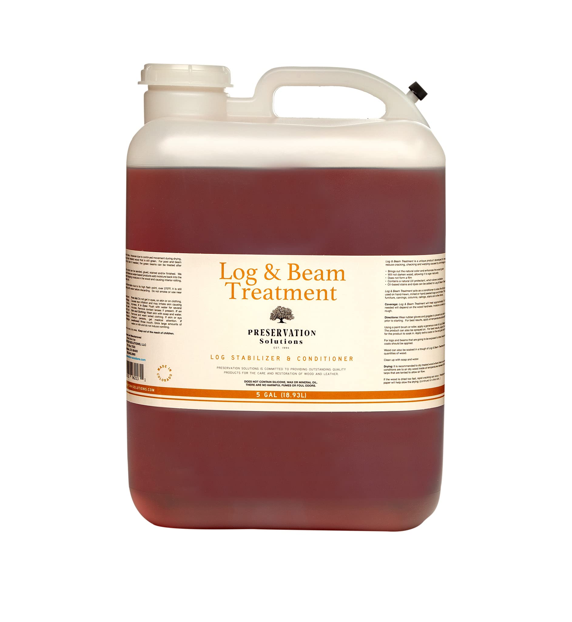 Premium 5 Gallon Log & Beam Treatment - Slows Drying for Logs, Beams & Timbers | Ideal for Log Homes, Cabins & Wooden Structures