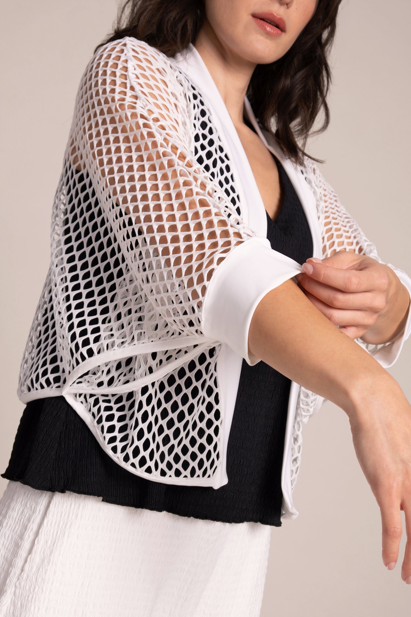 White Honeycomb Shrug - Lightweight Knit Cover-Up for Women | Perfect for Beach, Summer Outfits & Layering