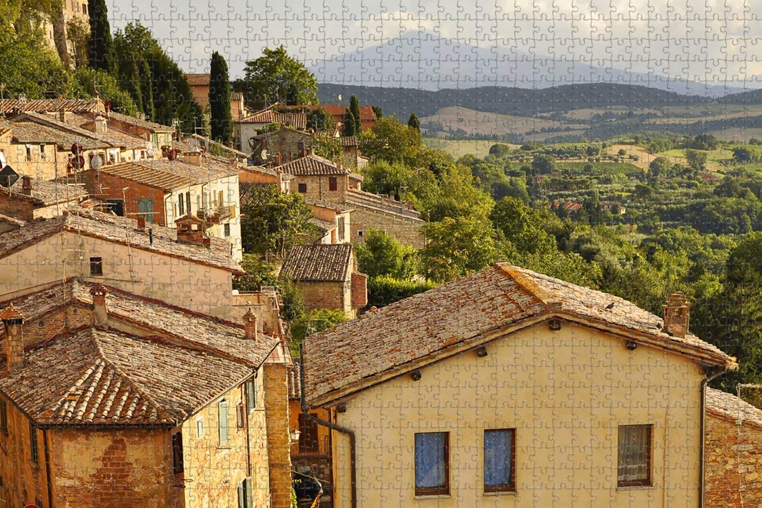 1000 Piece Wooden Jigsaw Puzzle for Adults - Montepulciano Italy Landscape Travel Souvenir | Perfect for Home Decor, Stress Relief & Family Game Night
