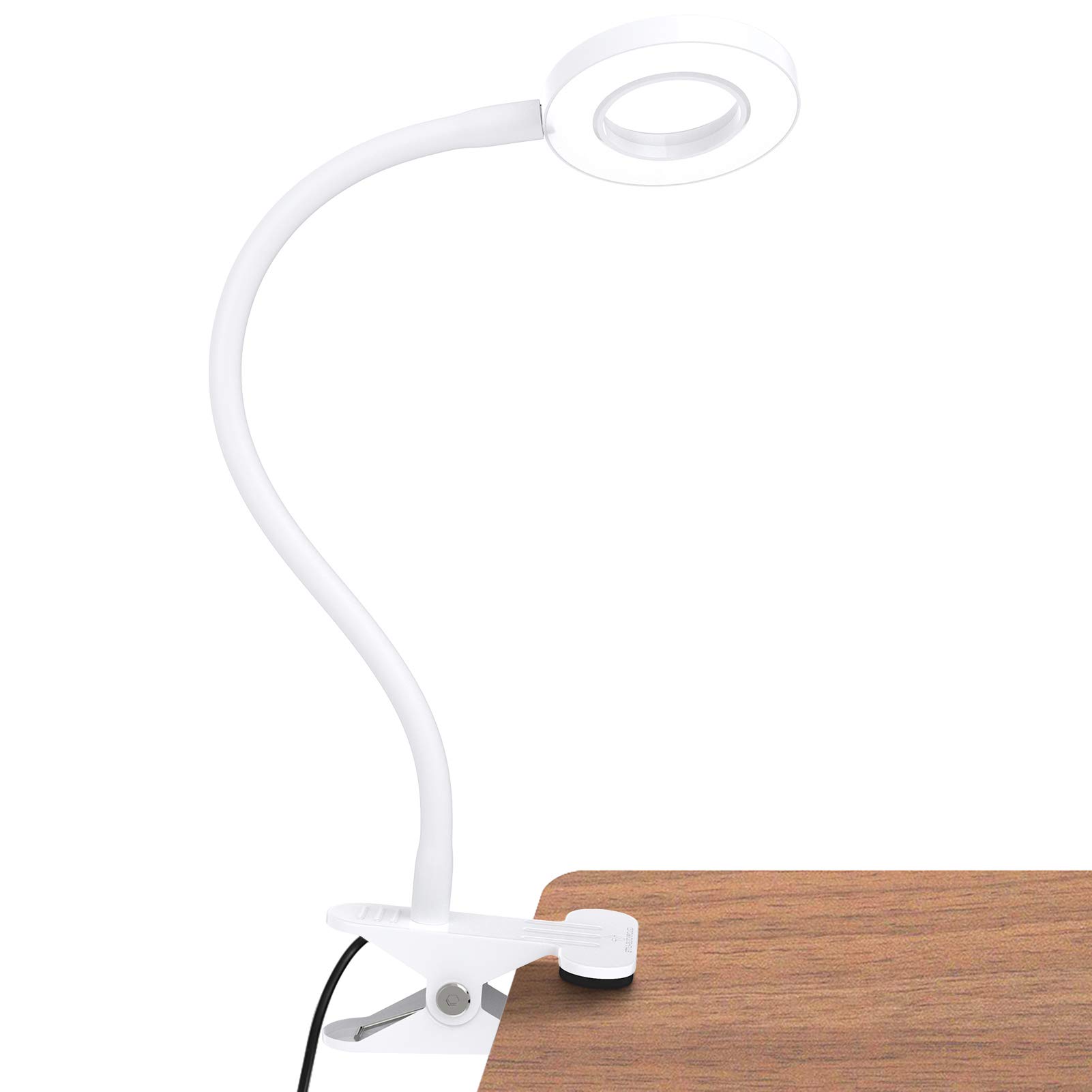 Glorious-Lite LED Clip On Reading Light - 36 LED Eye-Caring Book Light with 4 Brightness Modes & 360° Adjustable Gooseneck - Perfect for Bedside, Desk, Computer, Headboard, Dorm Room & Night Reading (White)