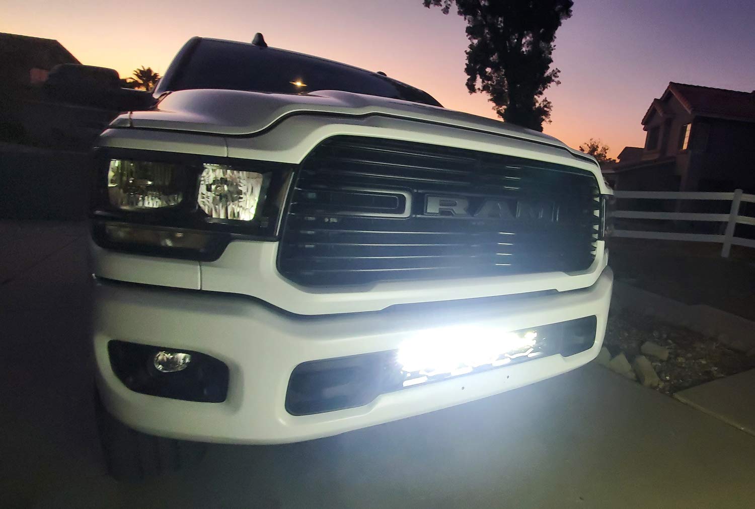 iJDMTOY 20-Inch 120W High Power LED Light Bar for 2020-2024 Dodge RAM 2500/3500 - Lower Grille Mount with Brackets & On/Off Switch - Perfect for Off-Roading, Night Driving & Truck Customization