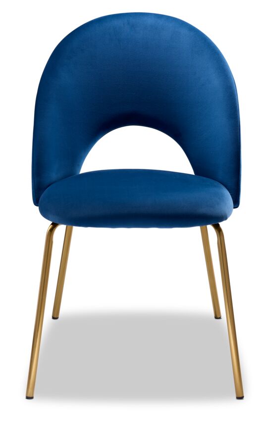 Aurora Side Chair in Blue and Gold - Modern Accent Chair for Living Room, Dining Room, or Office Decor