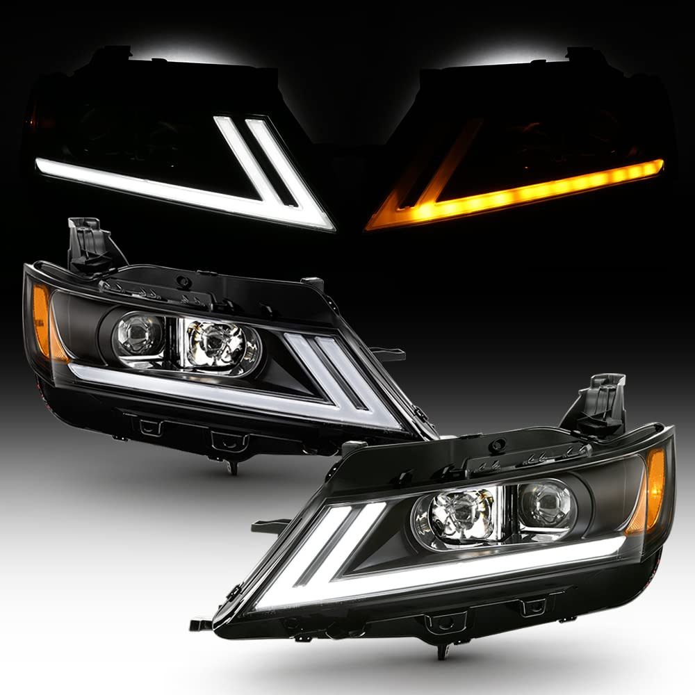 ACANII LED Switchback Turn Signal Headlights for 2014-2020 Chevy Impala - Black Housing Projector Headlamps Pair - Upgrade Your Car's Style & Safety for Night Driving & Daily Commutes