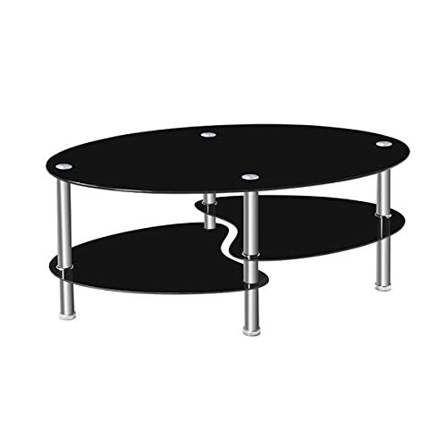 DAVEBELLA Modern Dual Fishtail Design Tempered Glass Coffee Table - 36