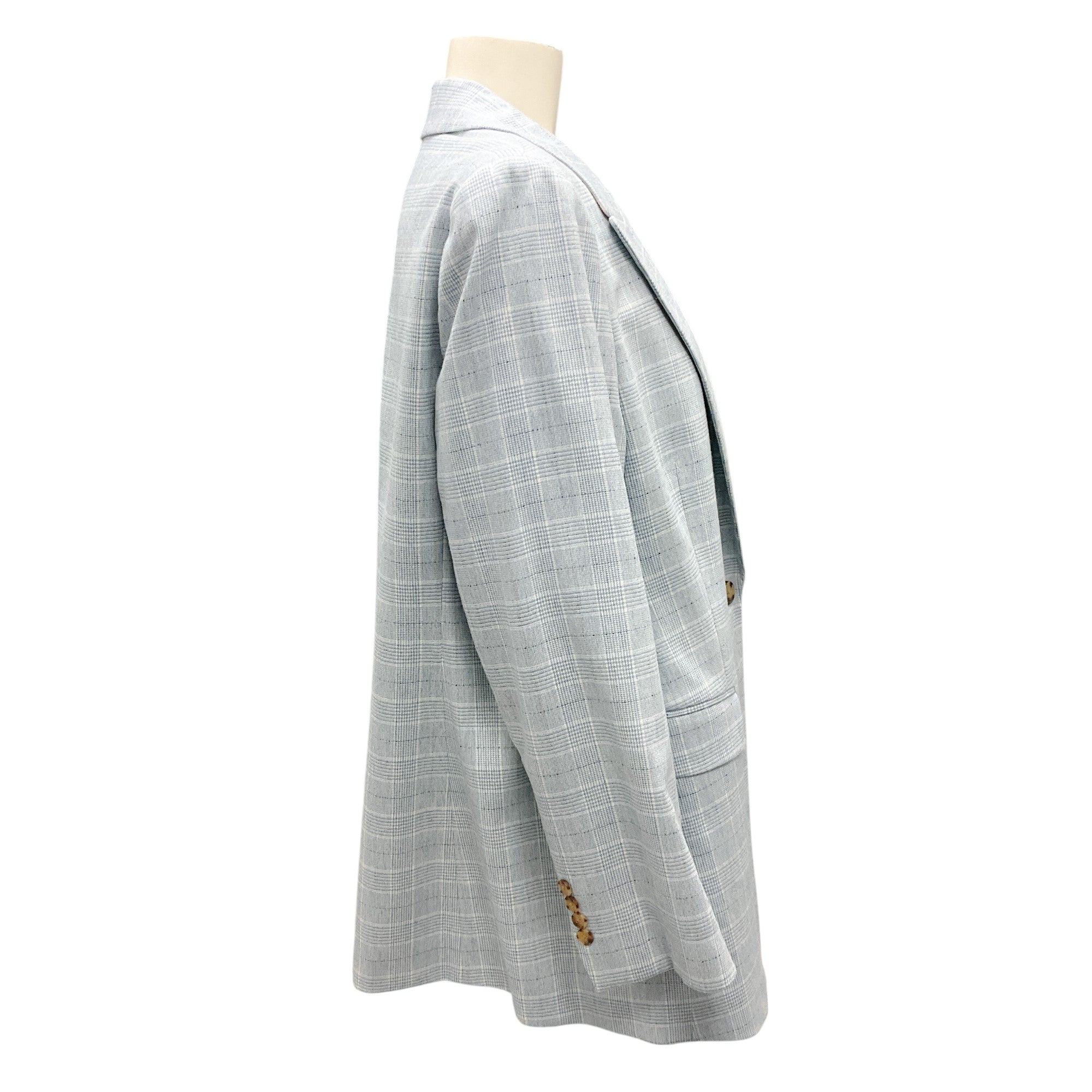 Lafayette 148 New York Blue Plaid Wool Blazer for Women | Classic Tailored Jacket for Office, Business & Formal Events
