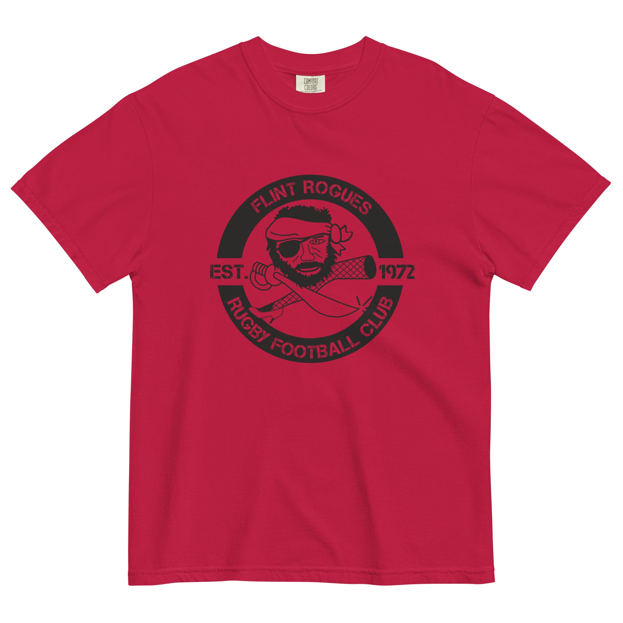 Flint Rogues RFC Garment Dyed Cotton T-Shirt for Men | Vintage Washed Soft Tee | Perfect for Casual Wear, Street Style & Everyday Outfits