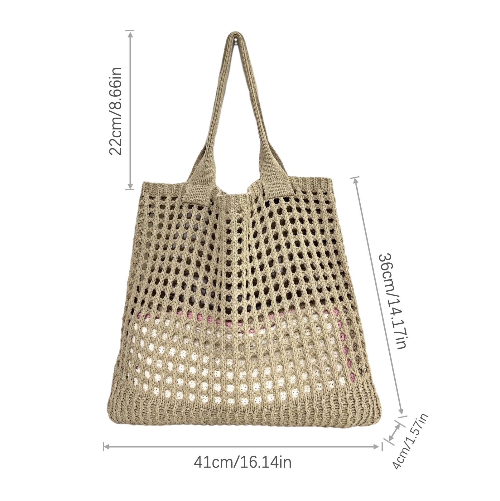 Stylish Large Knit Beach Tote Bag for Women - Aesthetic Crochet Handbag for Travel, Vacation & Summer Outings - Perfect for Beach Trips, Shopping & Casual Day Use
