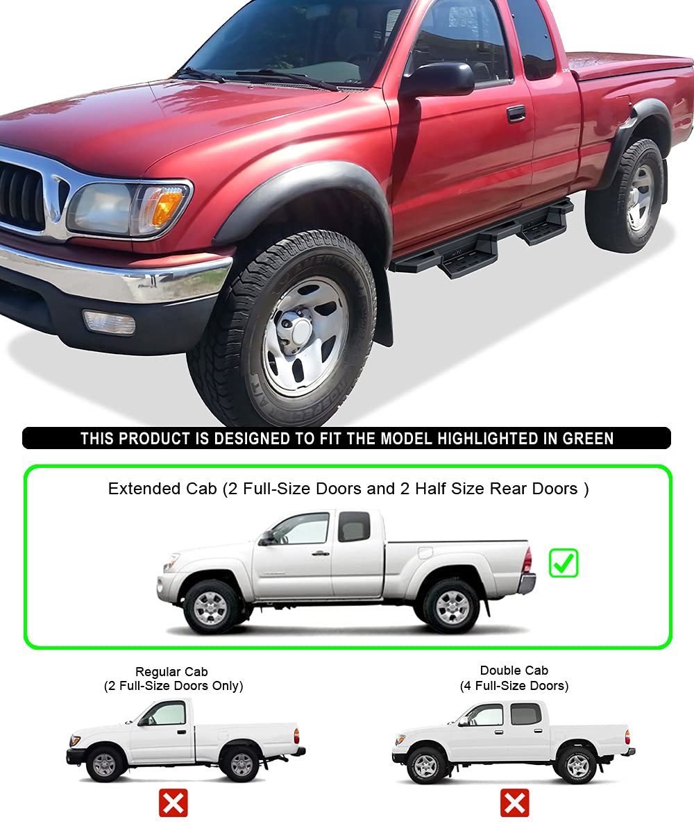 APS Drop Steps Running Boards for Toyota Tacoma 1995-2004 Extended Cab - Heavy Duty Nerf Bars for Off-Road & Daily Driving