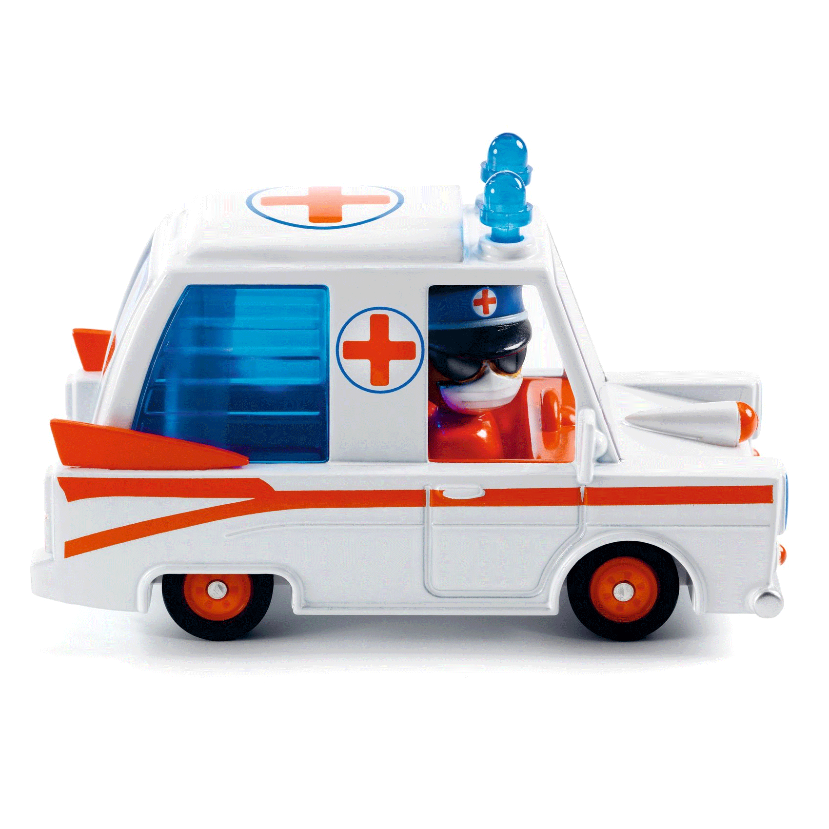 DJECO Crazy Motors Ambulance Toy - Fast-Paced Racing Fun for Kids, Perfect for Pretend Play and Emergency Rescue Scenarios