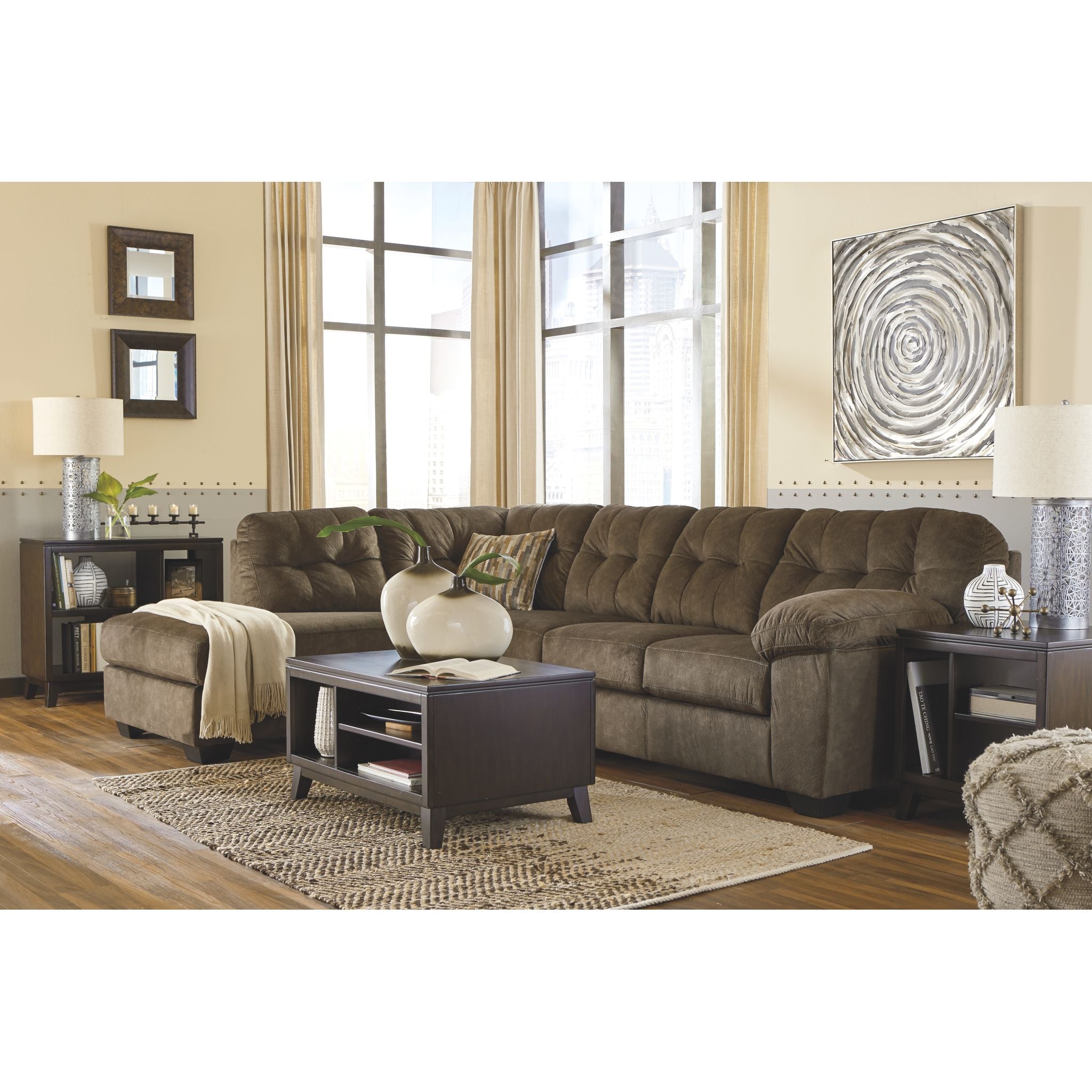 Accrington 2-Piece Sleeper Sectional Sofa with Chaise Lounge - Convertible Sleeper Sofa Bed for Small Spaces, Living Room & Guest Room Furniture - Perfect for Apartments, Dorms and Home Theater Seating