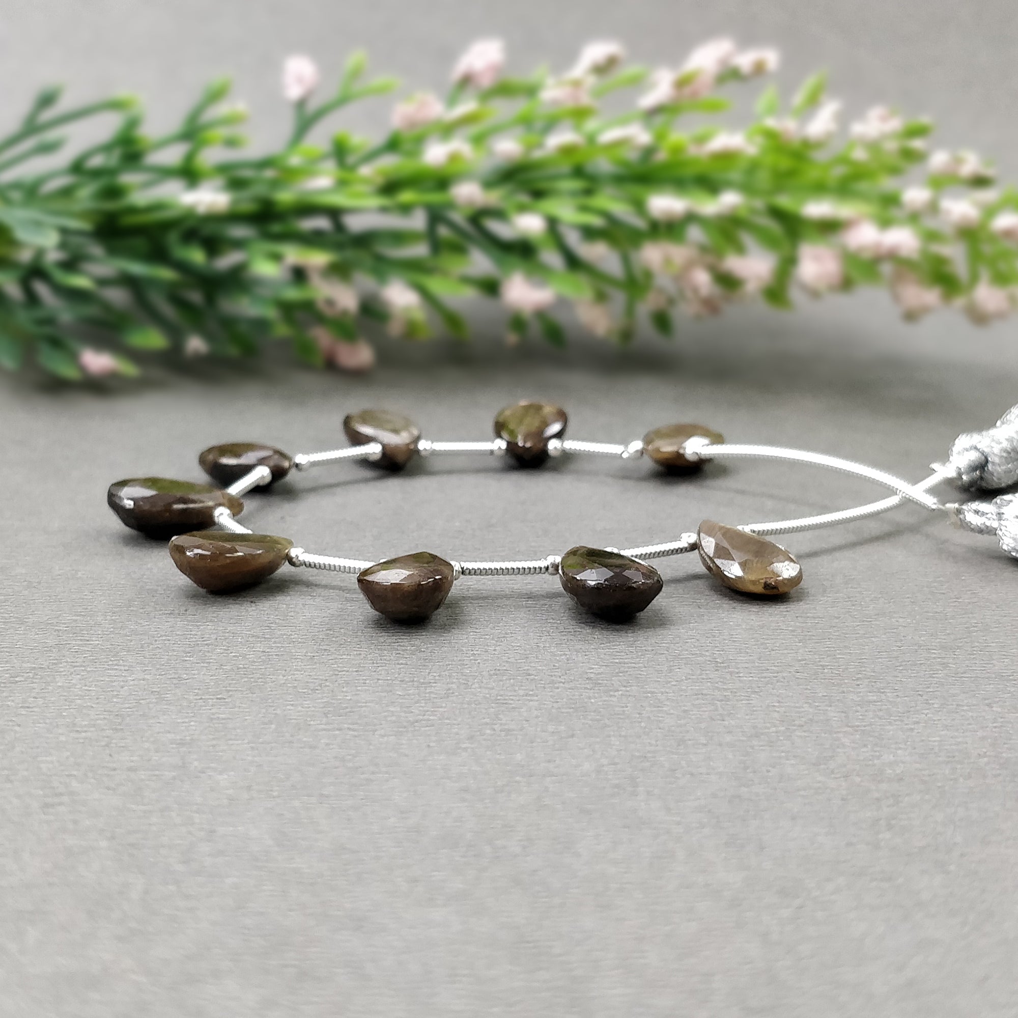 Natural Unheated Golden Brown Chocolate Sapphire Gemstone Loose Beads - 38.30cts Pear Shape Faceted Beads (12x8mm) for Jewelry Making, DIY Crafts & Beading Projects