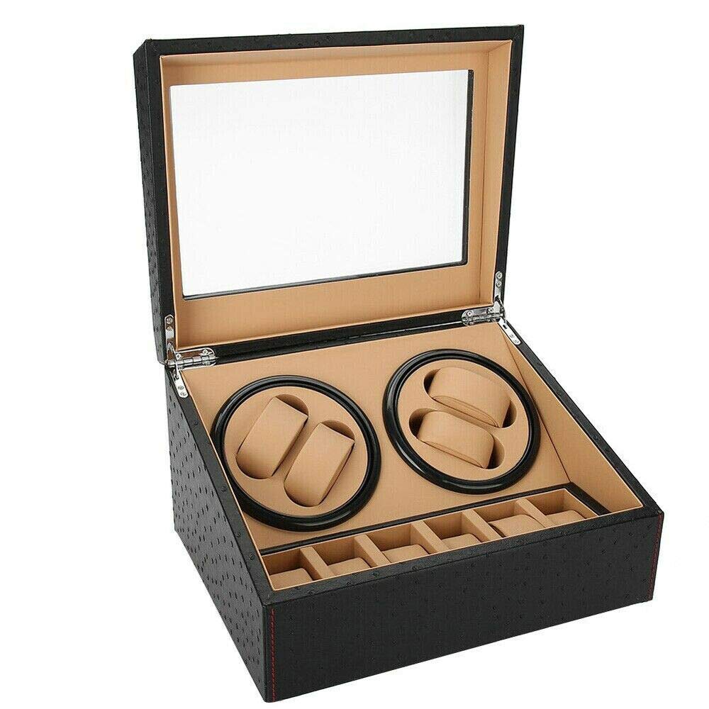 TBVECHI Luxury Automatic Watch Winder & Display Box - 4+6 Watch Storage Case for Men & Women - Perfect for Watch Collectors & Gift Giving - Black (Ideal for Home, Office & Travel Use)