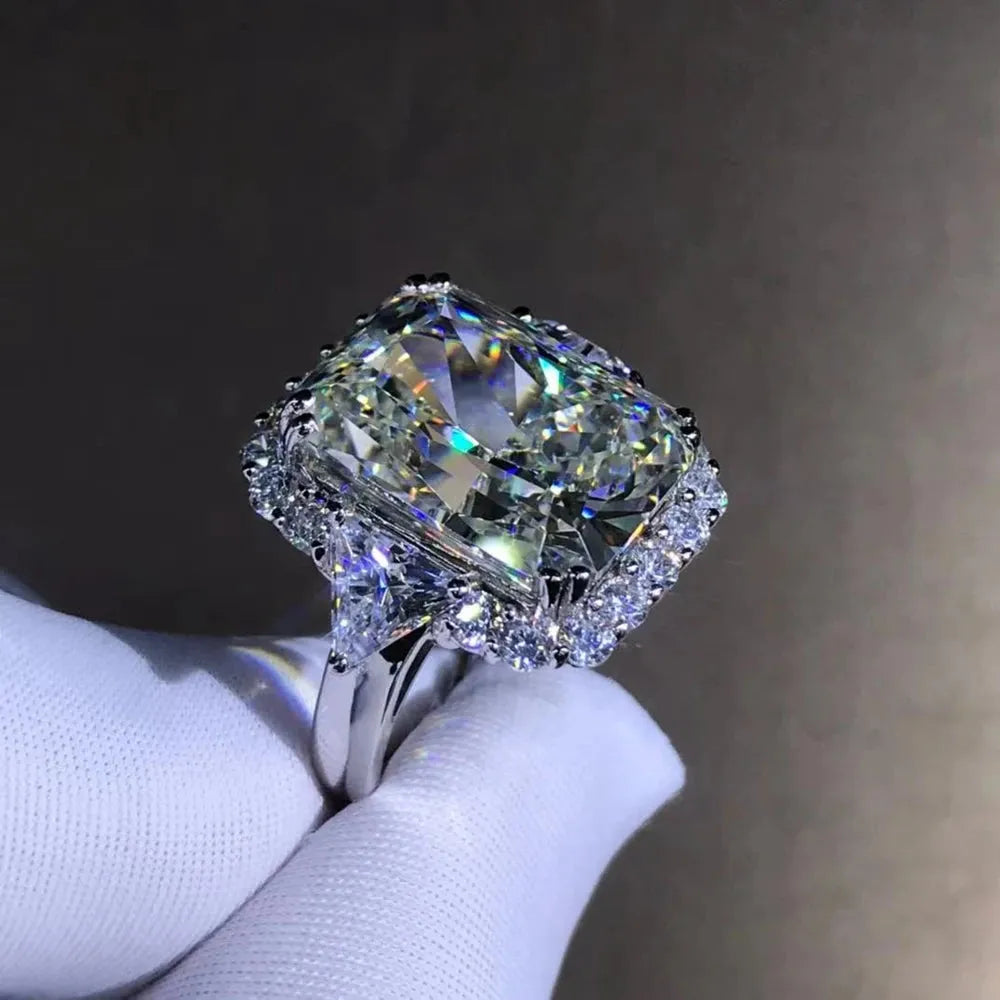 WUIHA 10CT VVS1 D Color Radiant Cut Moissanite Engagement Ring - 925 Sterling Silver Custom Wedding Jewelry for Proposals, Anniversaries & Special Occasions