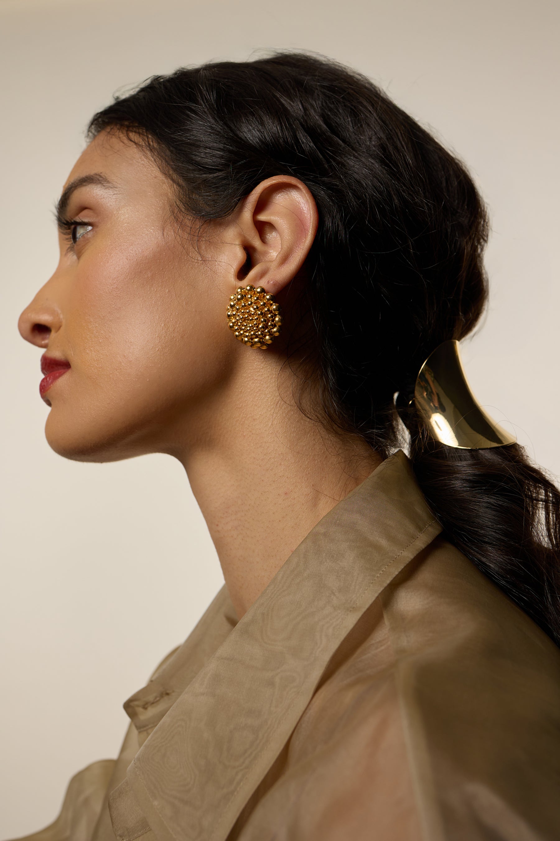 Zoe Ball Chain Button Earrings for Women - Trendy Gold & Silver Hoop Earrings - Perfect for Casual, Office & Party Wear
