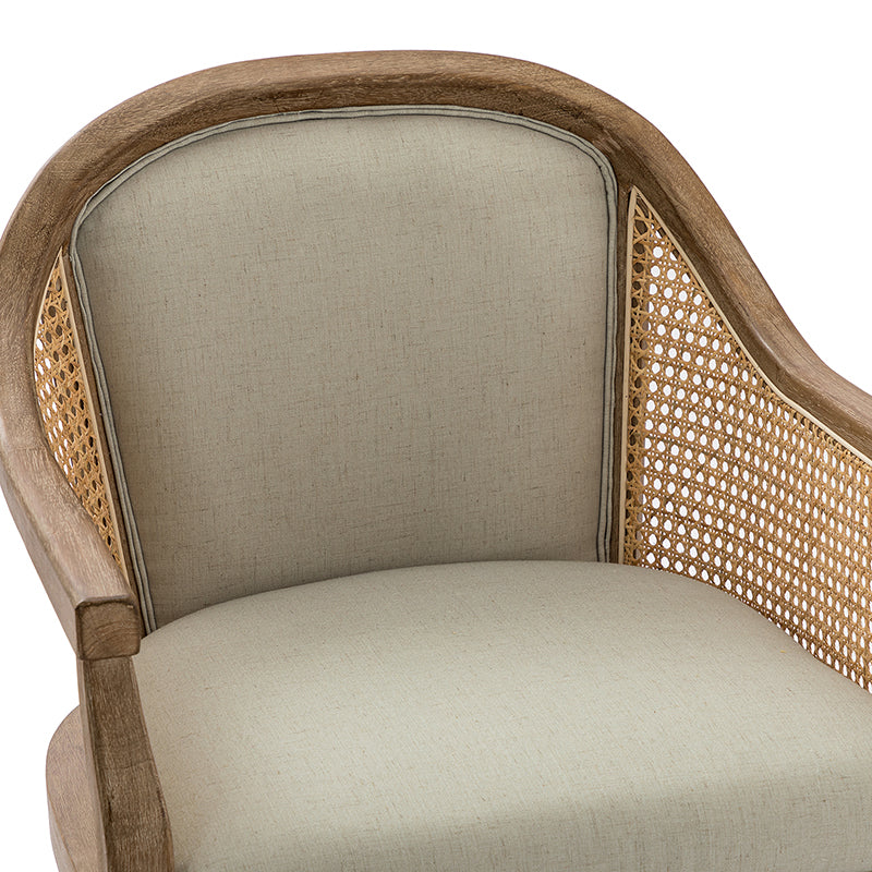 Audrey Task Accent Chair with Rattan Arms - Modern Home Office Chair for Small Spaces, Comfortable Writing Desk Chair with Woven Rattan Backrest - Perfect for Study Rooms, Living Rooms & Cozy Corners
