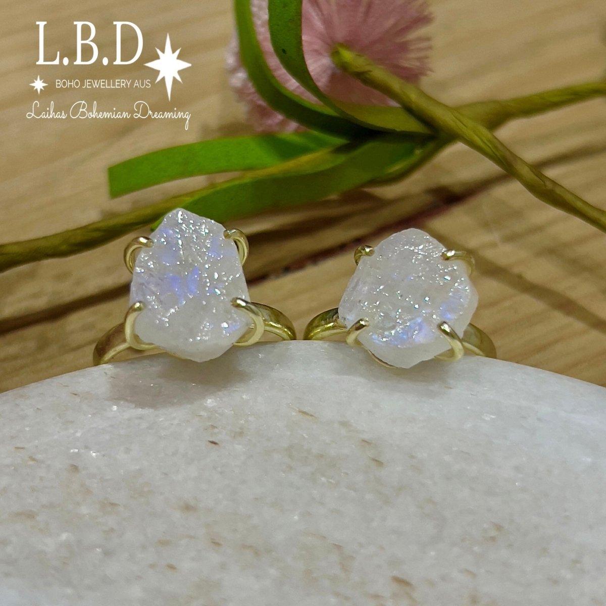 14K Gold Moonstone Ring - Raw Moonstone Crystal Ring for Women, Elegant Boho Jewelry, Perfect for Everyday Wear, Gifts & Special Occasions