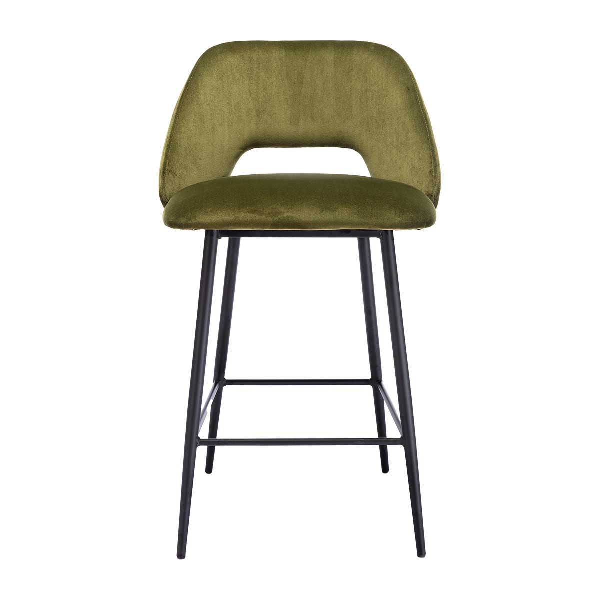 Belmont Velvet Bar Stool - Modern Upholstered Counter Height Stool with Metal Legs - Perfect for Kitchen Island, Breakfast Nook & Home Bar Decor