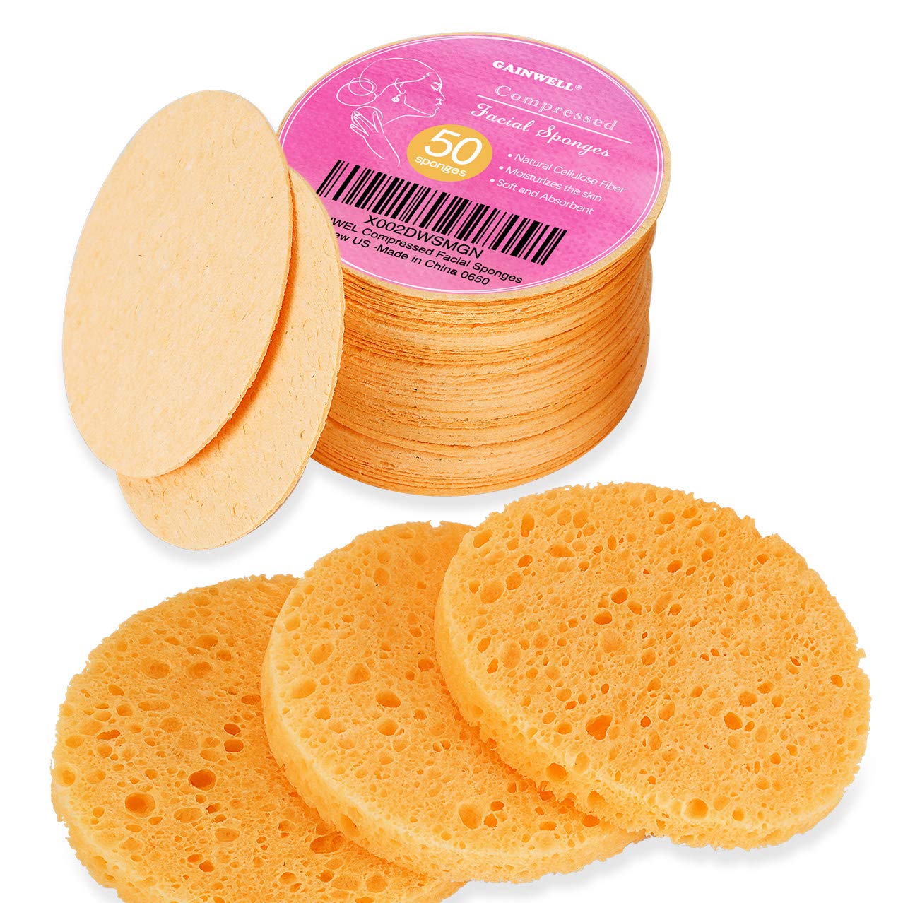 50-Count Compressed Facial Sponges | 100% Natural Cellulose Cosmetic Sponges for Gentle Cleansing, Exfoliating & Makeup Removal | Perfect for Spa, Travel & Daily Skincare Routine