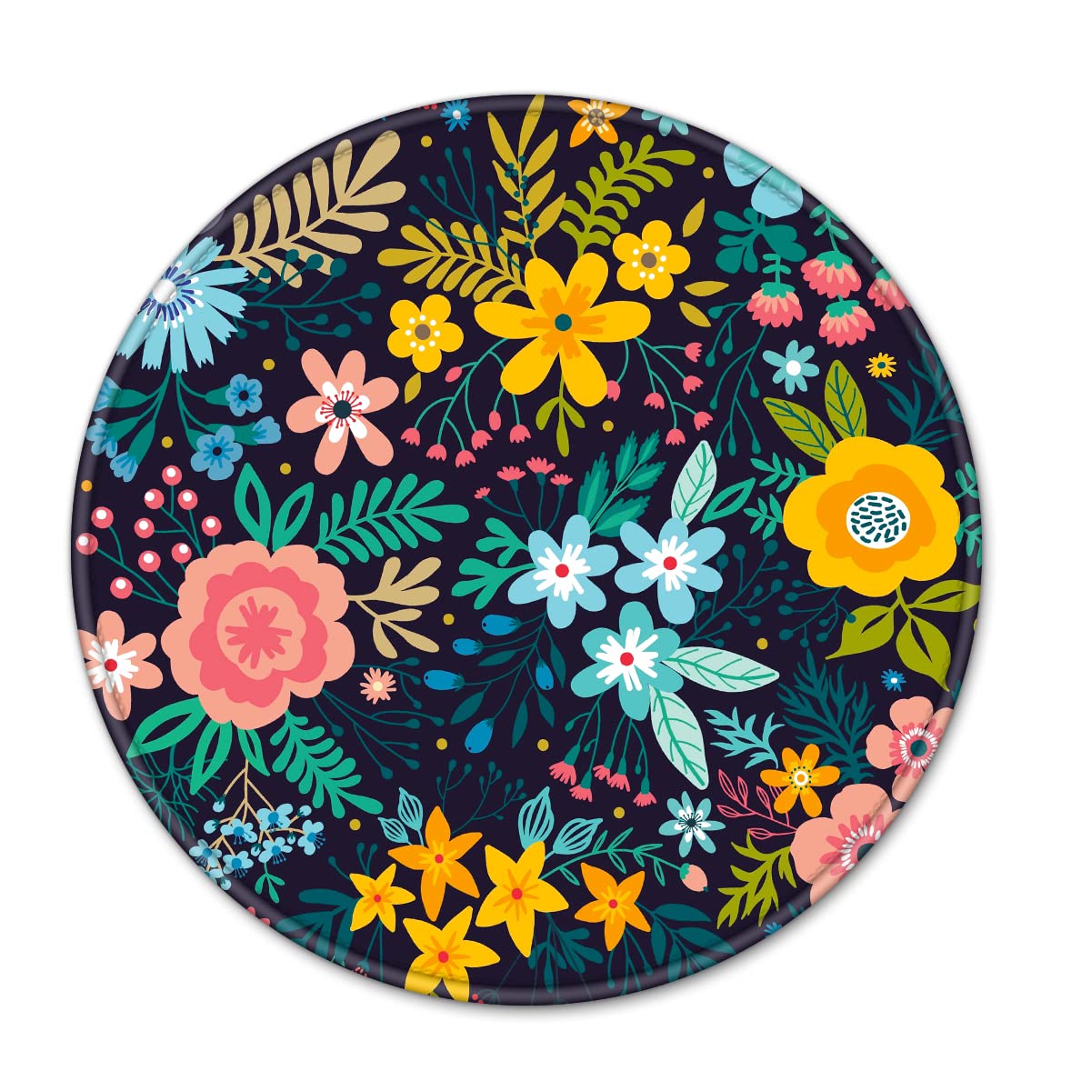Premium Textured Floral Mouse Pad - Non-Slip Rubber Base, Waterproof Round Mouse Mat for Laptop & PC (7.9×7.9×0.12 inches) - Perfect for Office, Gaming & Home Workspace