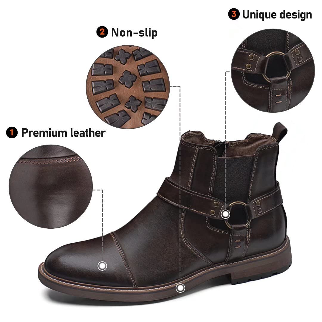 Arkbird Men's Genuine Leather Chelsea Ankle Boots - Oxford Style Dress Shoes for Casual & Formal Wear | Office, Party & Everyday Outfits