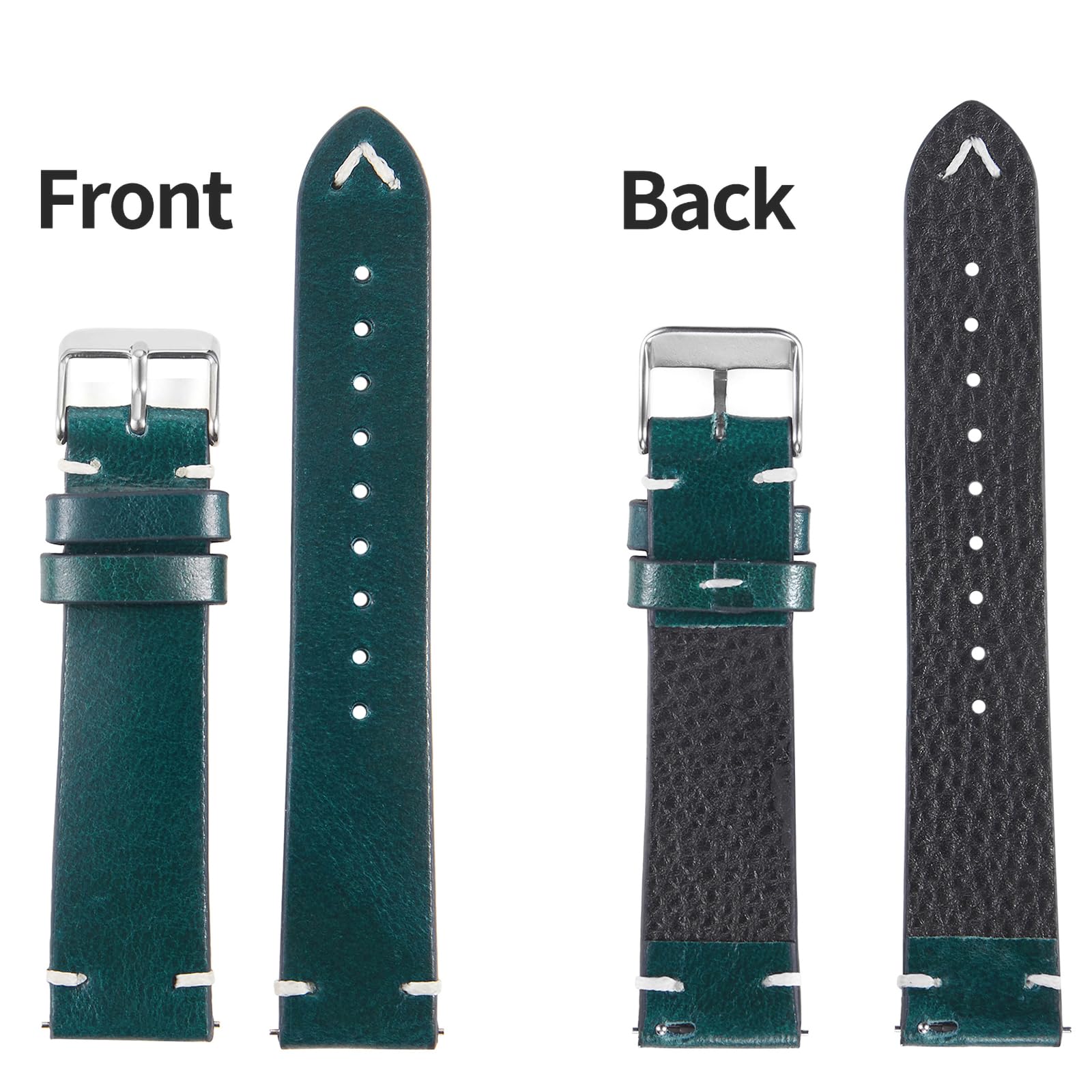 WOUKUP Vintage Leather Watch Band - Quick Release Replacement Strap for Men & Women (18mm 19mm 20mm 22mm) - Perfect for Casual, Dress & Everyday Watches