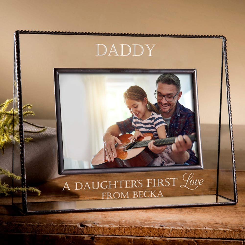 Personalized Dad Picture Frame - Engraved Glass Keepsake for Father's Day & Birthday Gifts - Perfect for Desk & Home Decor