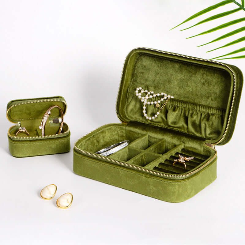 Portable Velvet Jewelry Organizer Box with Multiple Compartments - Travel Jewelry Case for Necklaces, Rings & Earrings | Perfect for Home Storage & Travel Accessories (SS029)