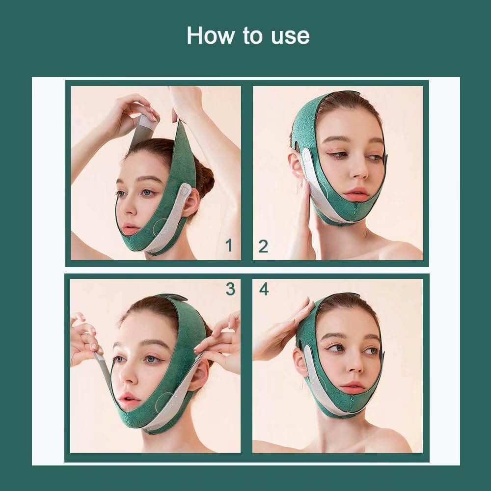 SWAMINE Chin Reducer Face Slimming Belt for Double Chin Reduction - V-Shape Facial Lifting Mask for Men & Women | Reusable Anti-Wrinkle Elastic Chin Strap for Cheek Slimming & Jawline Definition | Perfect for Home Use, Yoga, Skincare Routine & Self-Care Sessions