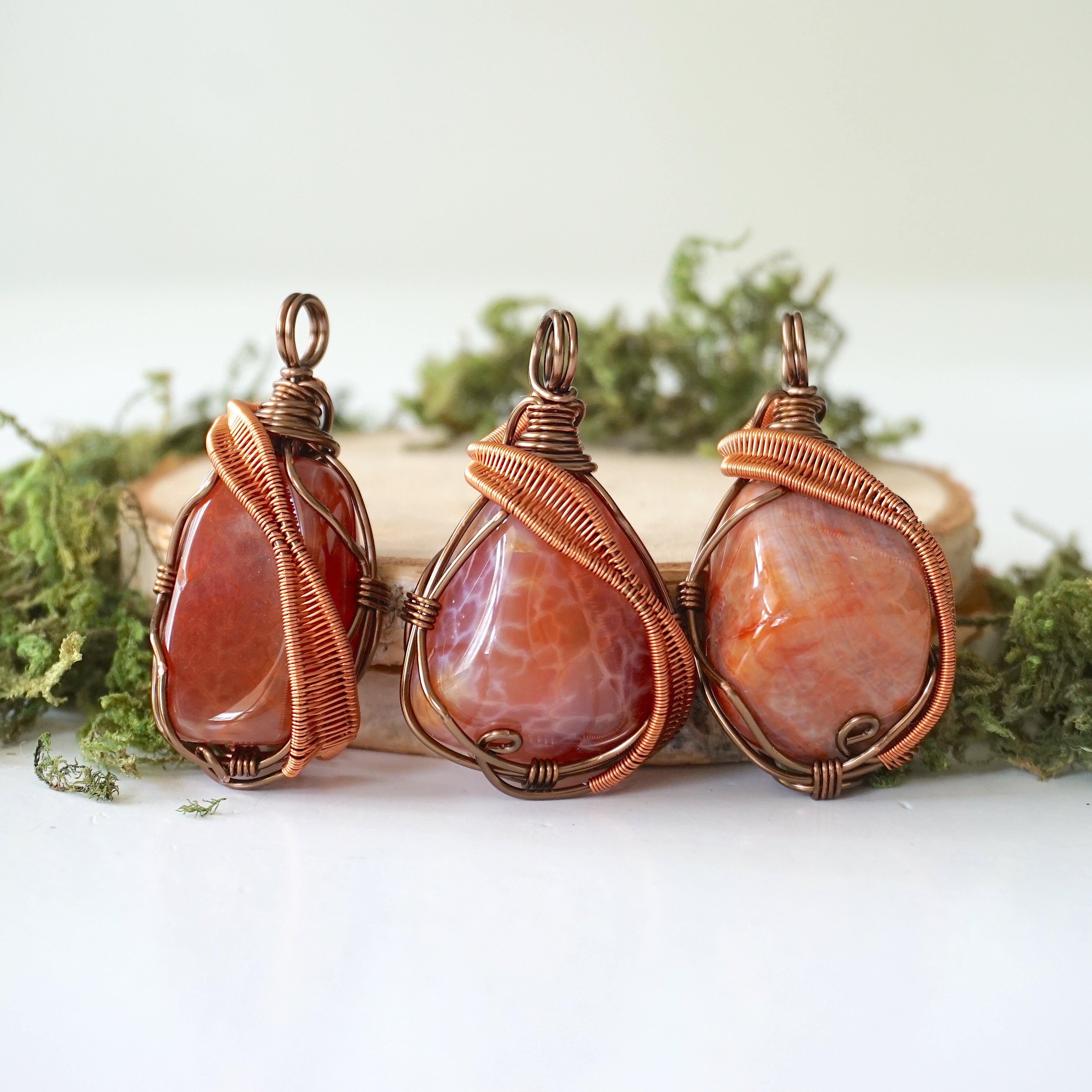 Fire Agate Crystal Necklace for Women – Natural Gemstone Pendant Jewelry for Healing & Protection | Perfect for Meditation, Energy Work & Spiritual Gifts