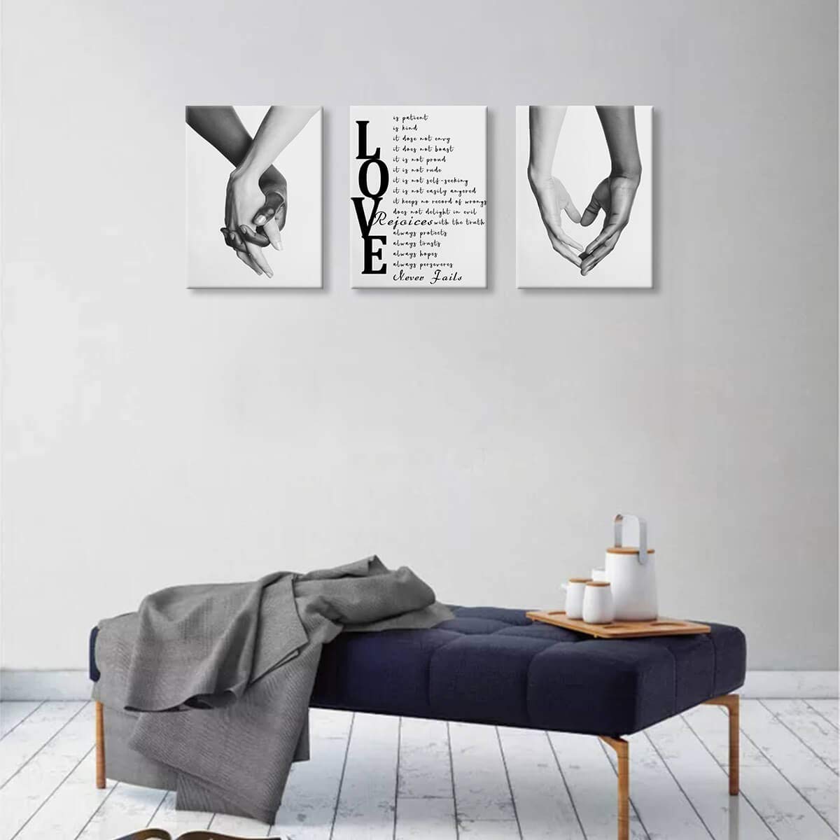 Black and White Canvas Wall Art Set - 3 Piece 12x16 Inch Modern Abstract Paintings for Bedroom & Living Room Decor - Perfect for Couples Home Wall Decor, Housewarming Gift & Apartment Aesthetic