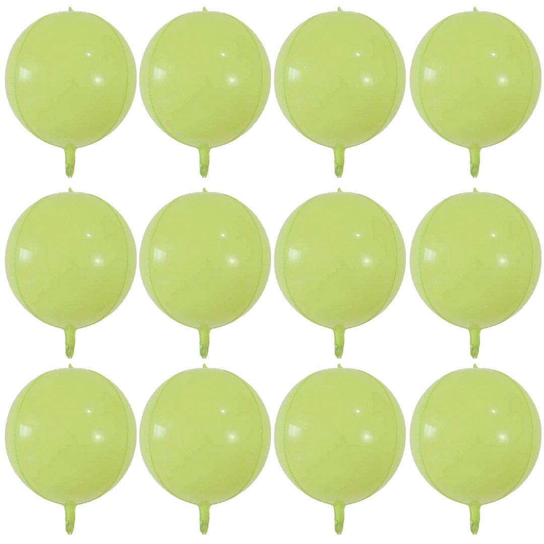 12-Pack 22 Inch 4D Foil Balloons - Large Round Sphere Balloons for Baby Shower, Gender Reveal, Wedding, Birthday & Party Decorations (Macaron Light Green) | Perfect for Indoor & Outdoor Celebrations, Photo Backdrops & Festive Events