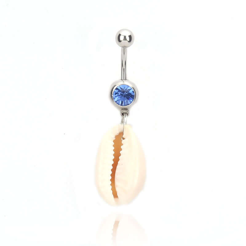 14G Seashell Dangle Navel Belly Ring Piercing Jewelry - Ocean Wave Design for Women | Perfect for Beach Parties, Summer Fashion & Body Piercing Enthusiasts | XBC76
