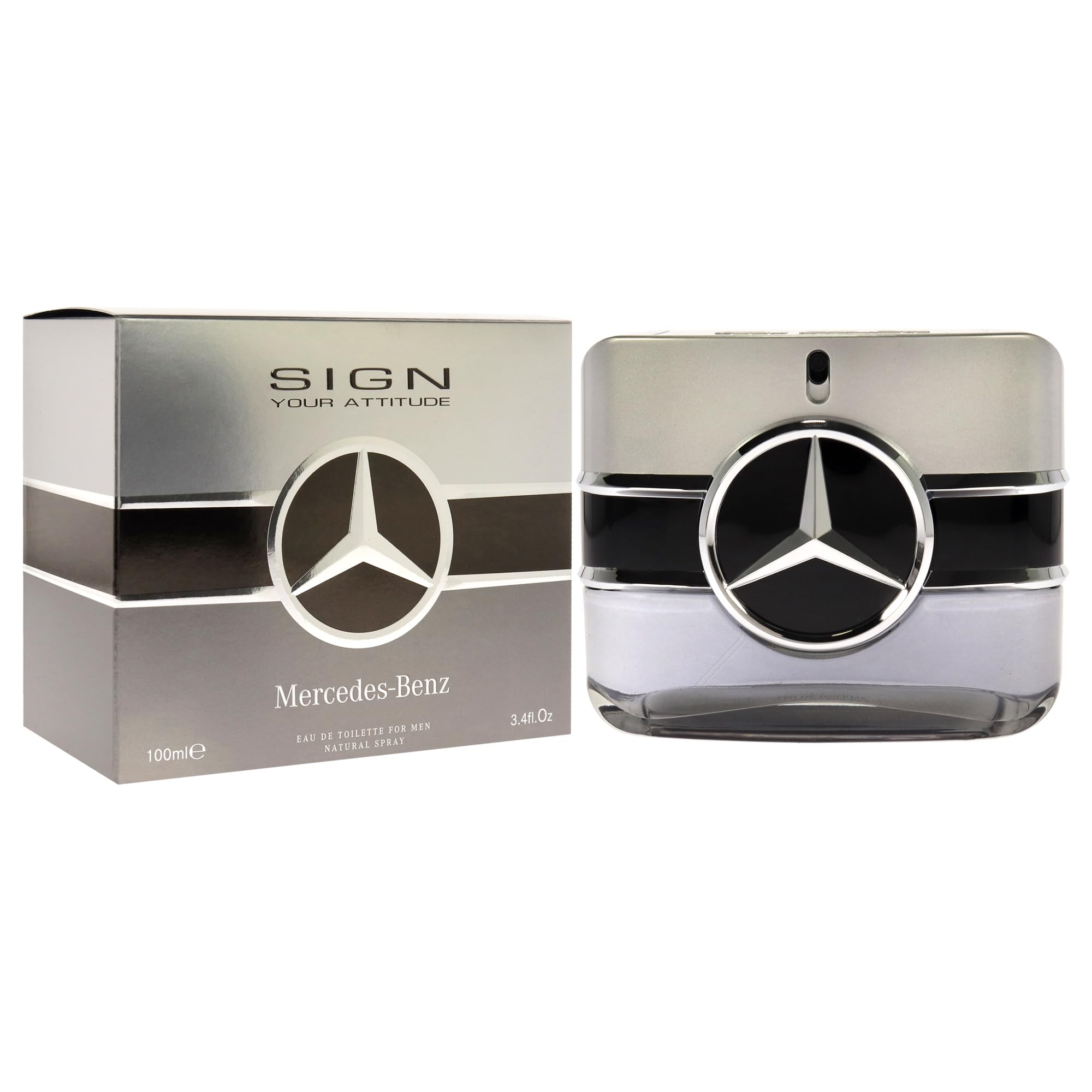 Mercedes-Benz Man Sign Your Attitude Eau de Toilette for Men - Long Lasting Amber Cologne Spray (3.4 oz) - Perfect for Daily Wear, Office & Special Occasions