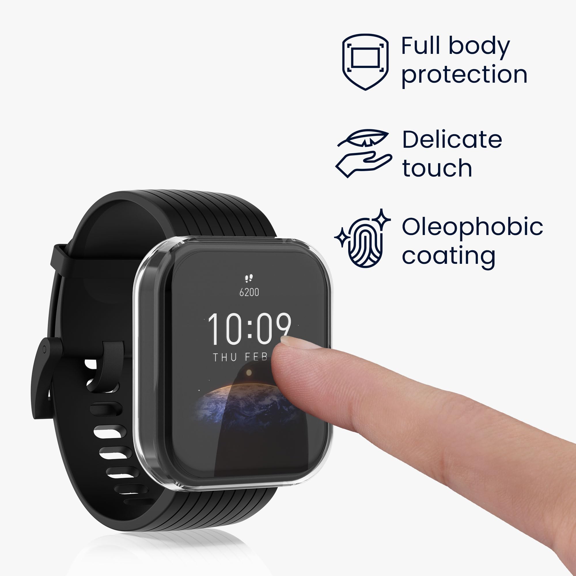 kwmobile Silicone Case for Huami Amazfit Bip 3/Pro - Transparent Fitness Tracker Cover for Gym & Running