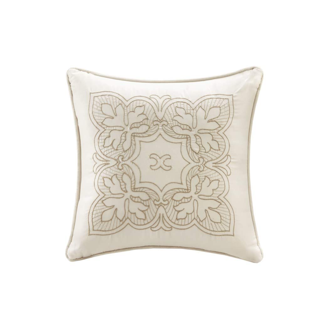 6 Piece Ivory Floral Daybed Cover Set - Geometric Coastal French Country Shabby Chic Motif with Scalloped Edges, Includes Bedskirt & Pillows - Soft Polyester Fabric for Guest Room, Nursery or Beach House Decor