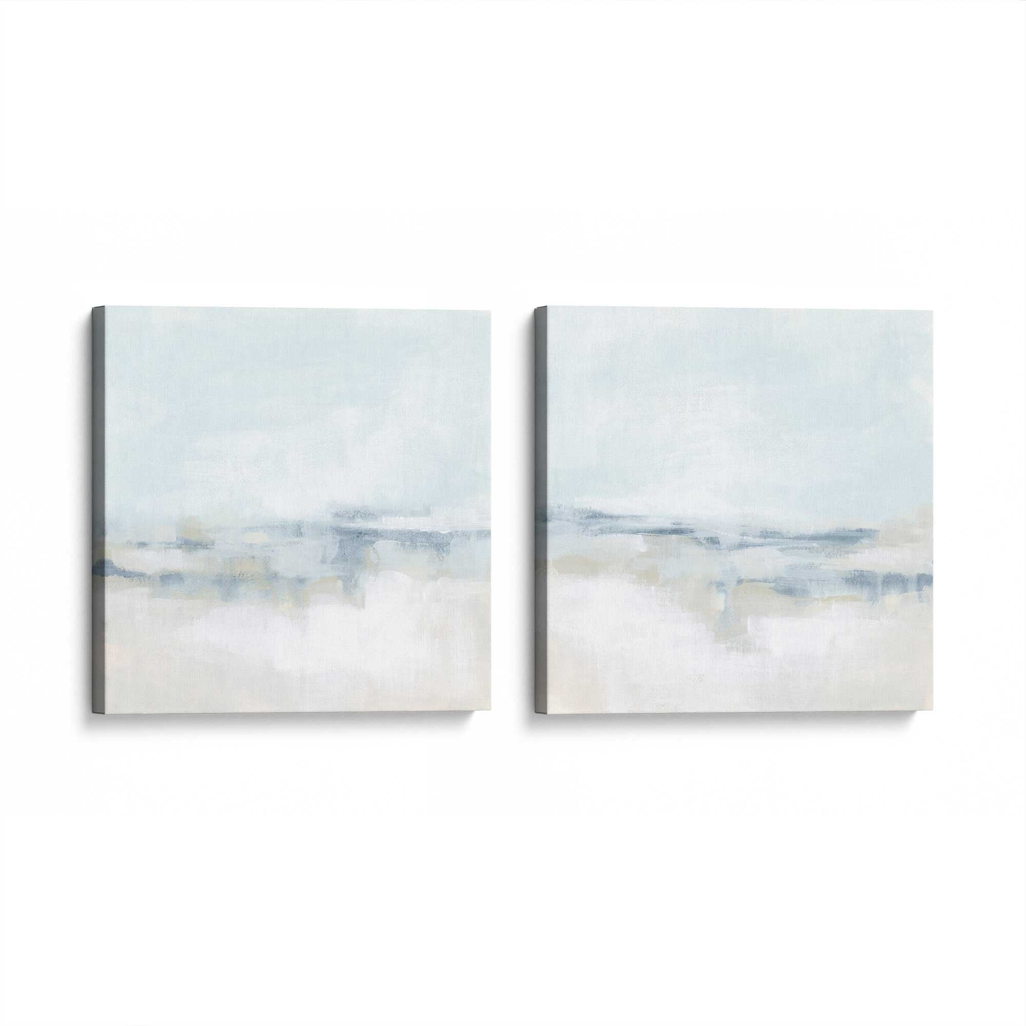 Cloudy Shoreline Hues - Set of 2 Premium Canvas Wall Art Prints for Coastal Home Decor | Perfect for Living Room, Bedroom & Beach House
