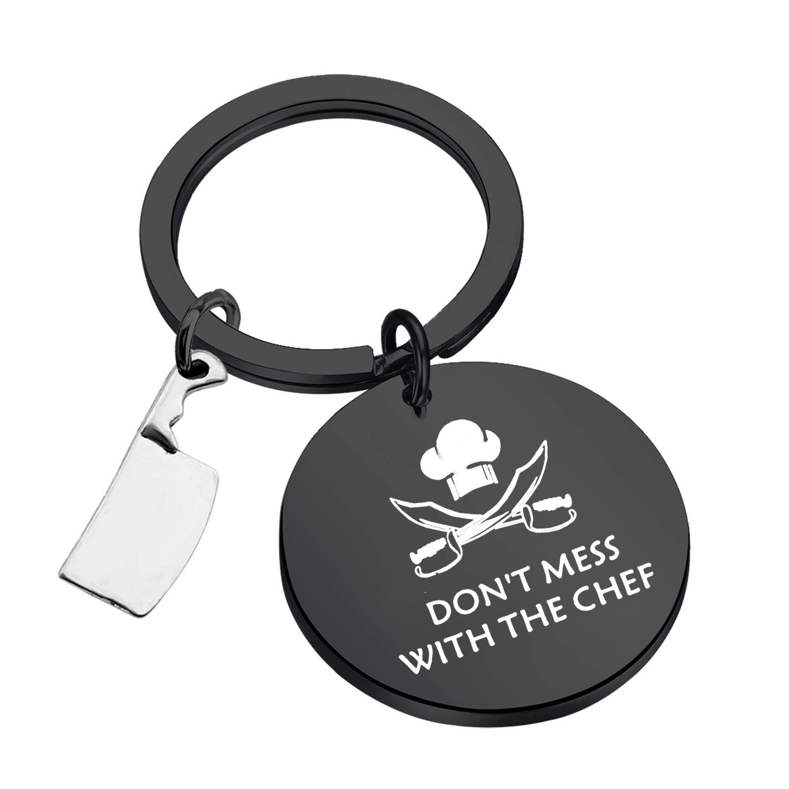 TGBJE Chef Jewelry - Don't Mess With The Chef Keychain - Stainless Steel Kitchen Knife Charm Keyring - Perfect Gift for Cooks & Chefs - Ideal for Kitchen Decor, BBQ Parties & Culinary Enthusiasts