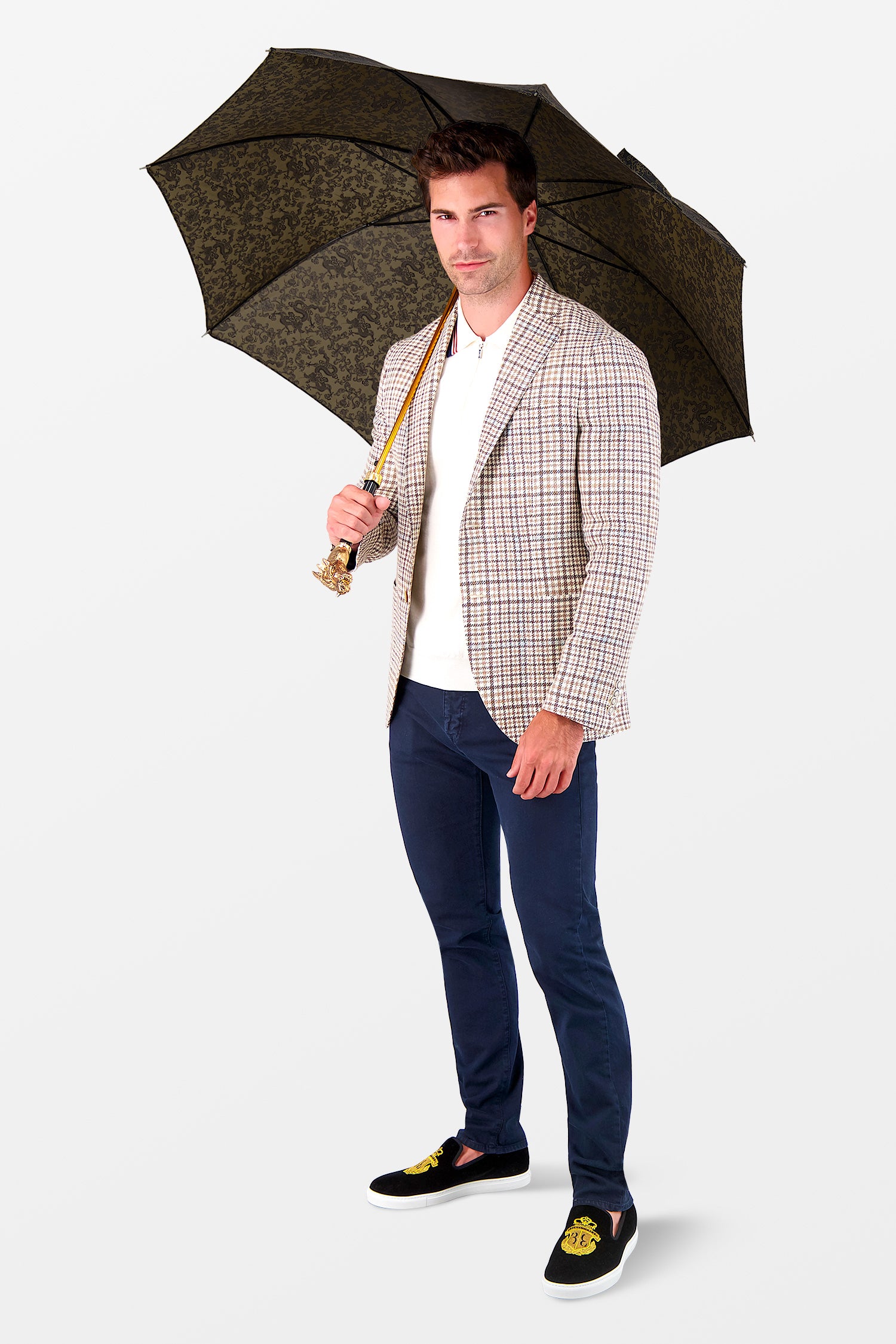 Pasotti Golden Dragon Luxury Umbrella - Elegant Handmade Designer Umbrella for Men & Women - Perfect for Weddings, Gala Events & Fashionable Rainy Days