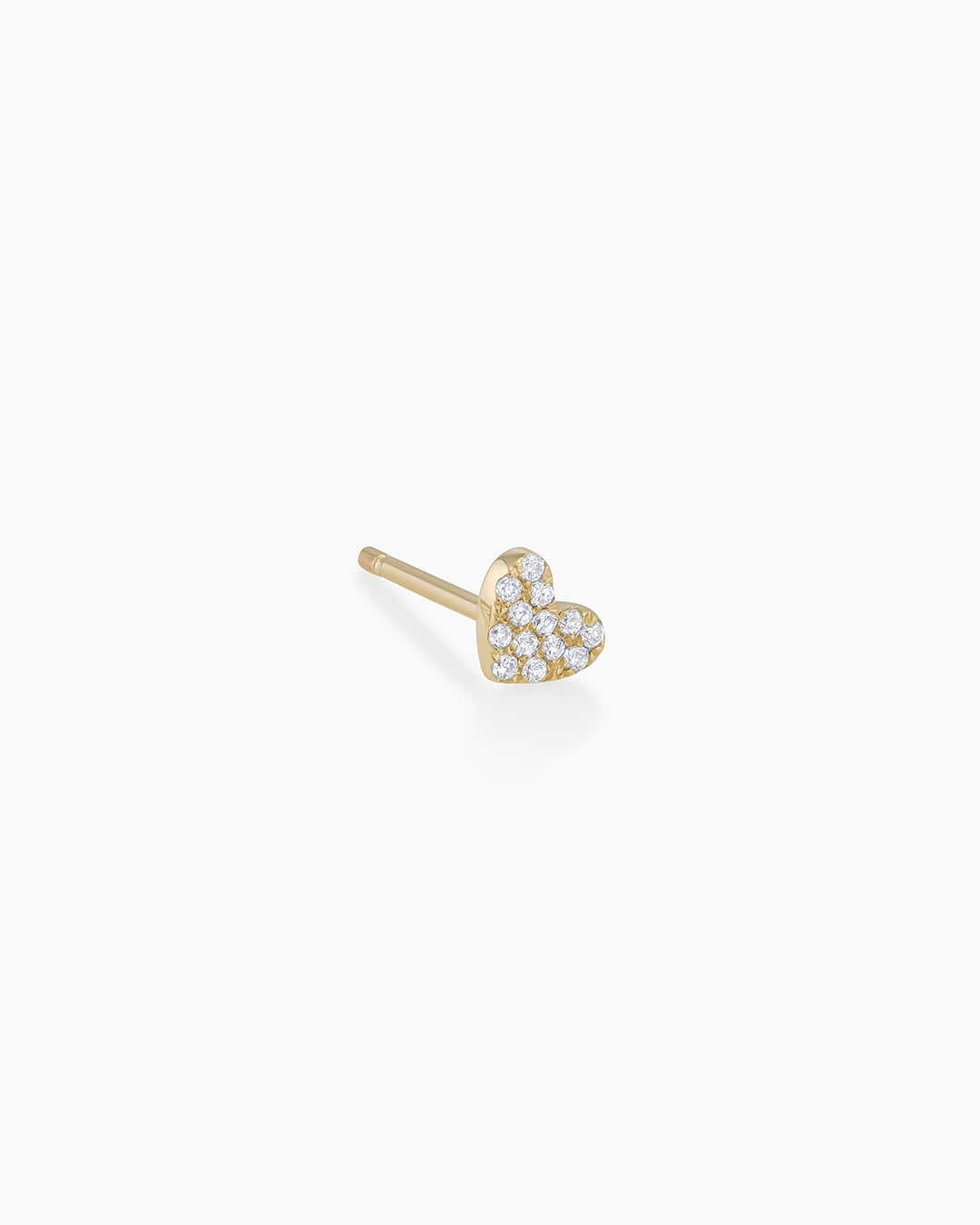Diamond Pavé Heart Single Stud Earrings for Women - 14K Gold Plated Elegant Jewelry Gift for Valentine's Day, Anniversary & Special Occasions