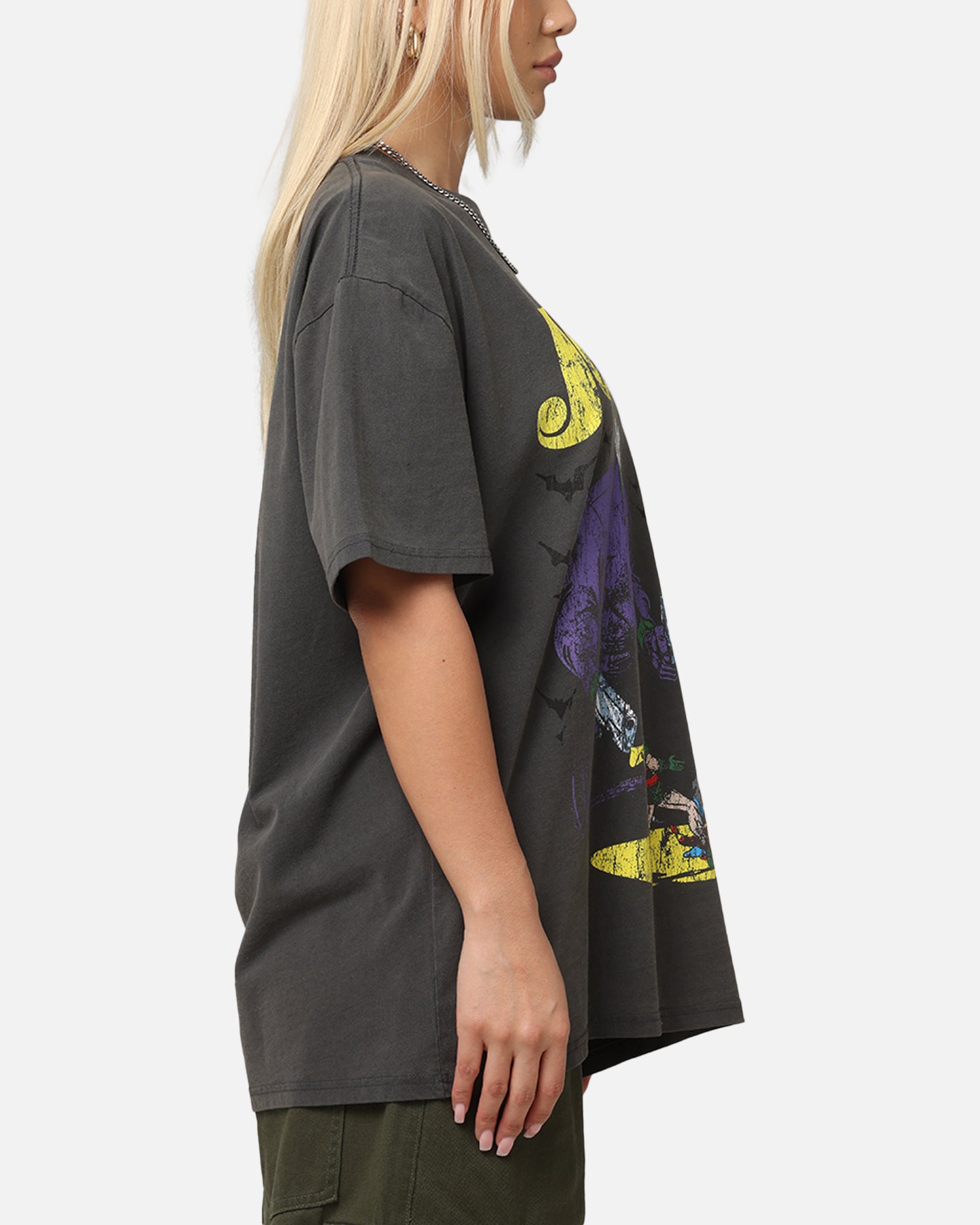 DC Batman The Joker Harley Quinn Vintage Graphic T-Shirt - Black Washed Cotton Tee for Cosplay, Comic Con & Casual Wear