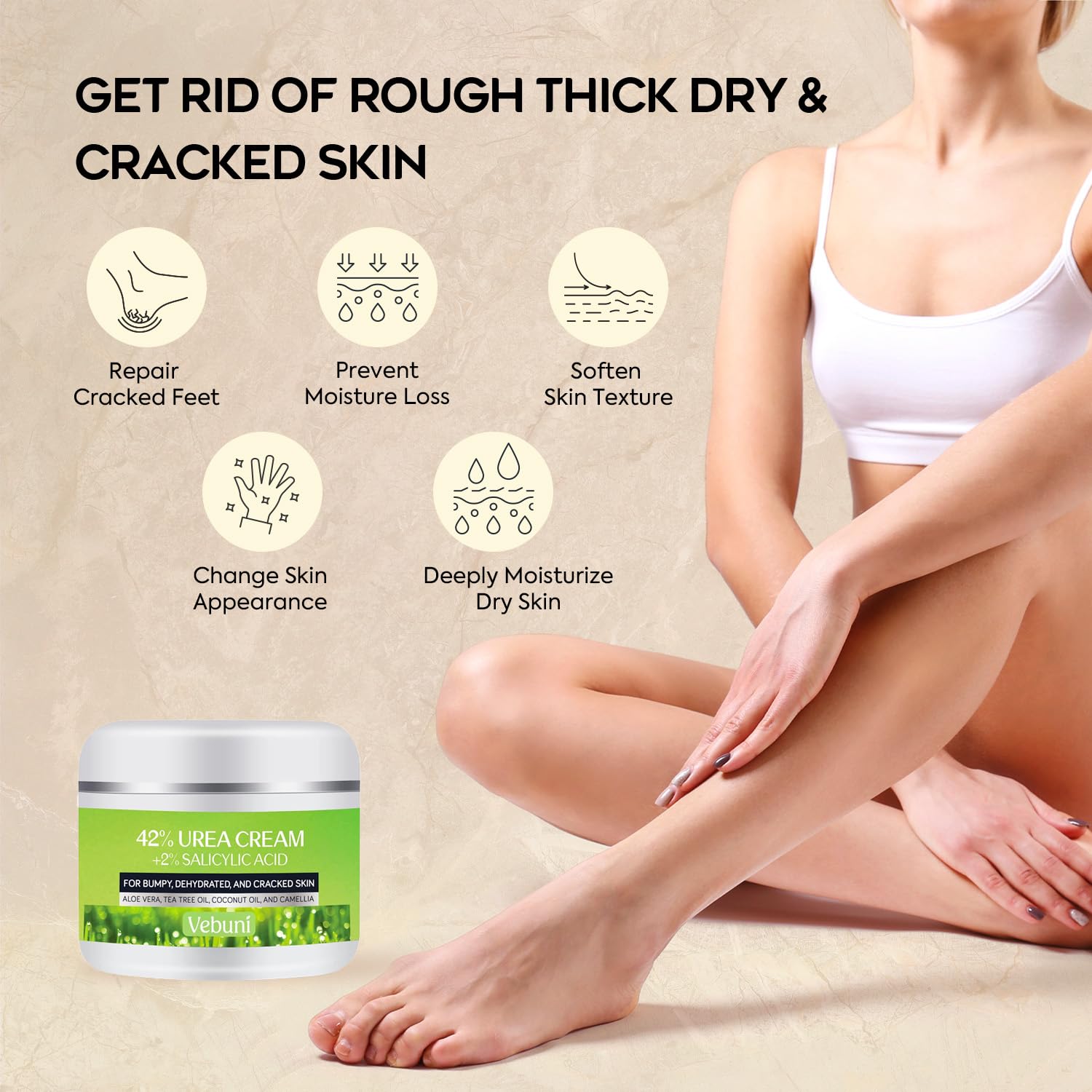 42% Urea Cream with Salicylic Acid - 4oz Callus Remover for Feet, Knees & Elbows | Intensive Moisturizer & Skin Softener | Dead Skin Exfoliator | Perfect for Dry, Cracked Heels & Rough Skin Care at Home