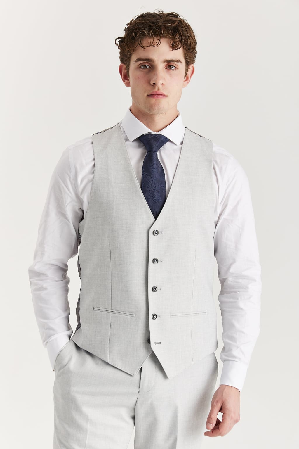 Belmont Silver Men's Three Piece Suit - Premium Formal Wear for Weddings, Business Meetings & Special Occasions