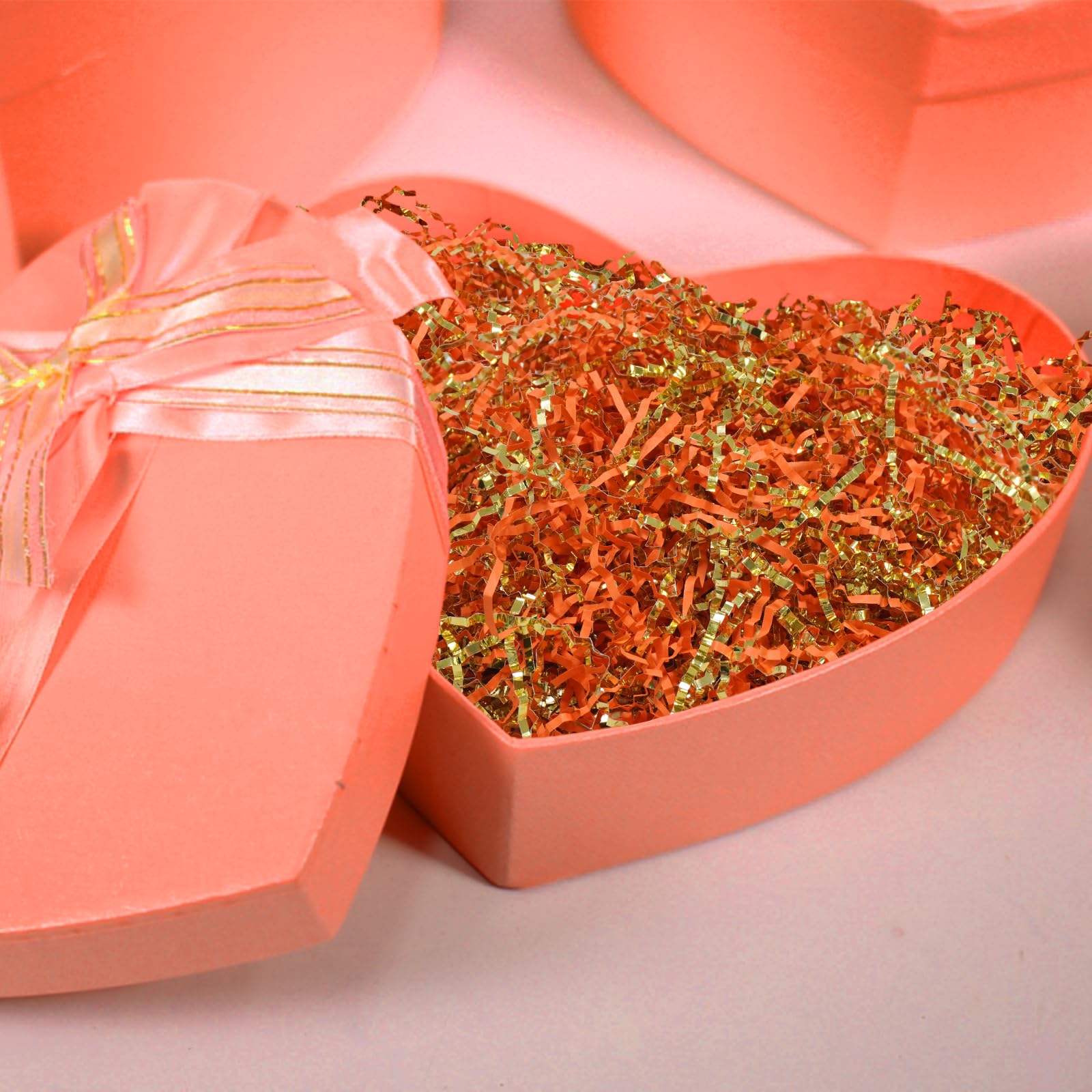 TORONTOKYO 2 LB Crinkle Cut Shredded Paper - Orange & Gold Gift Wrapping Filler, Basket Stuffing for Fall, Thanksgiving, Birthday, Wedding & Party Decorations | Perfect for Autumn Centerpieces, Gift Baskets, Table Scatters and Seasonal Crafting