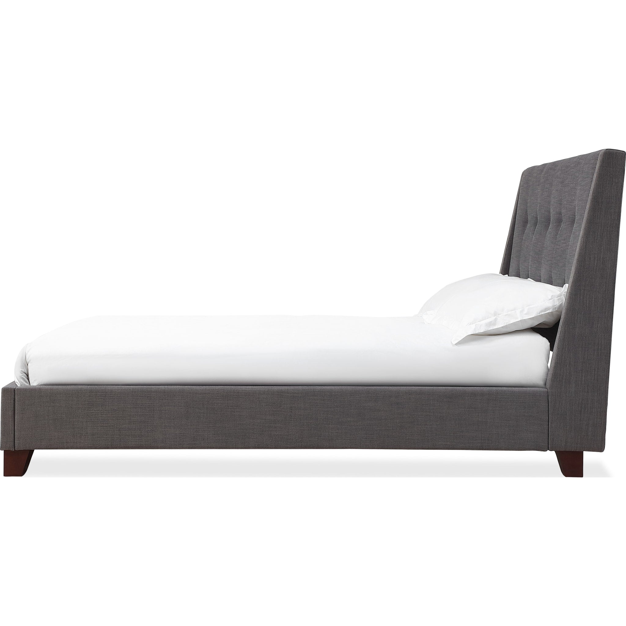 Dark Charcoal Madera Upholstered Platform Bed Frame - Queen Size Modern Bedroom Furniture for Master Bedroom & Guest Room