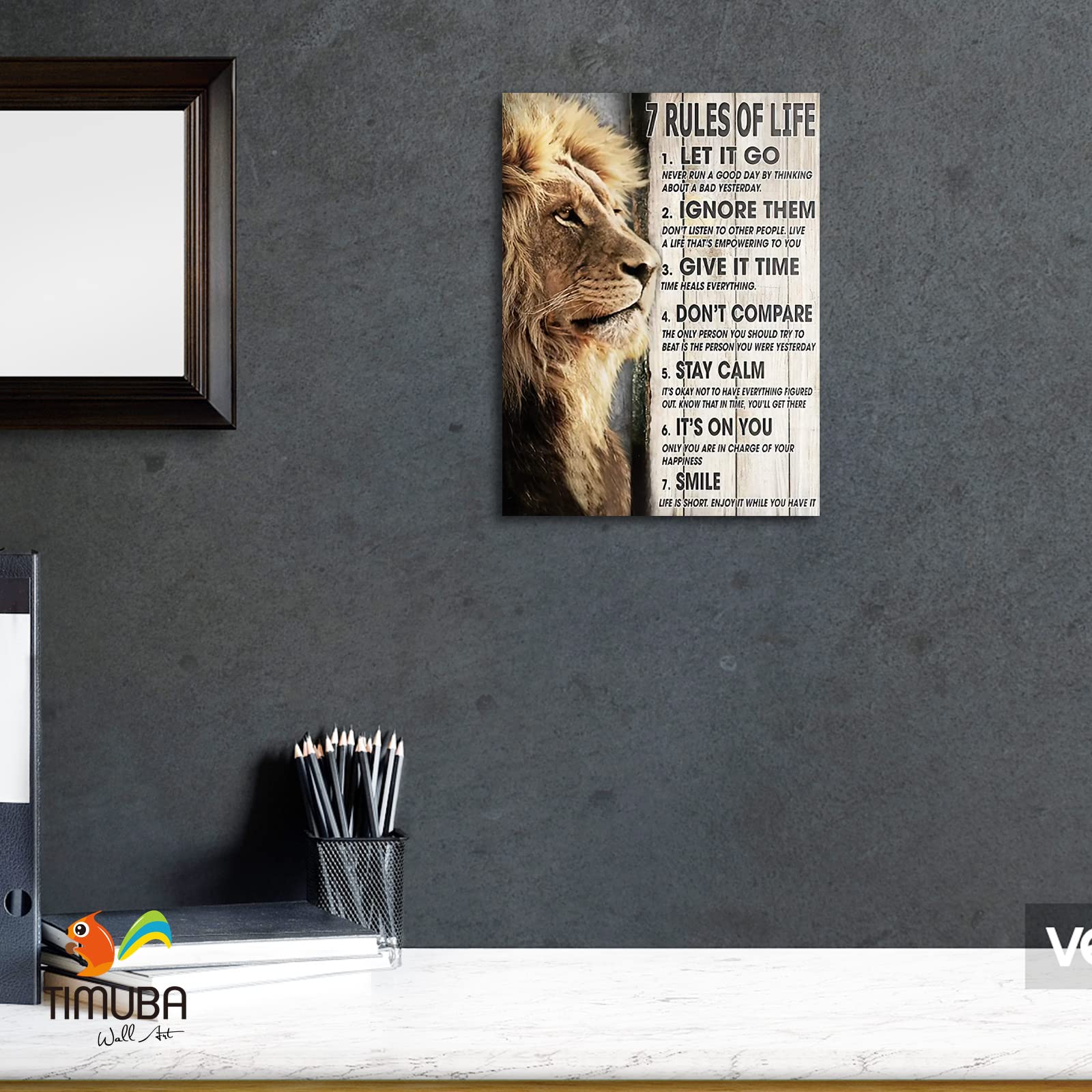 Inspirational Wall Art with Motivational Quotes - Lion Canvas Framed Artwork for Home & Office Decor (28x40 Inches) - Perfect for Living Room, Bedroom, Workspace Motivation